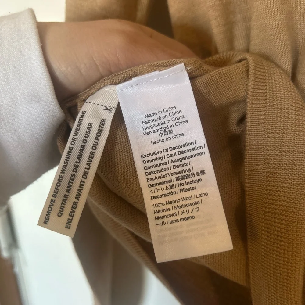 J.Crew Tippi 100% Merino Wool Sweater Lace Collar Details Camel Small
